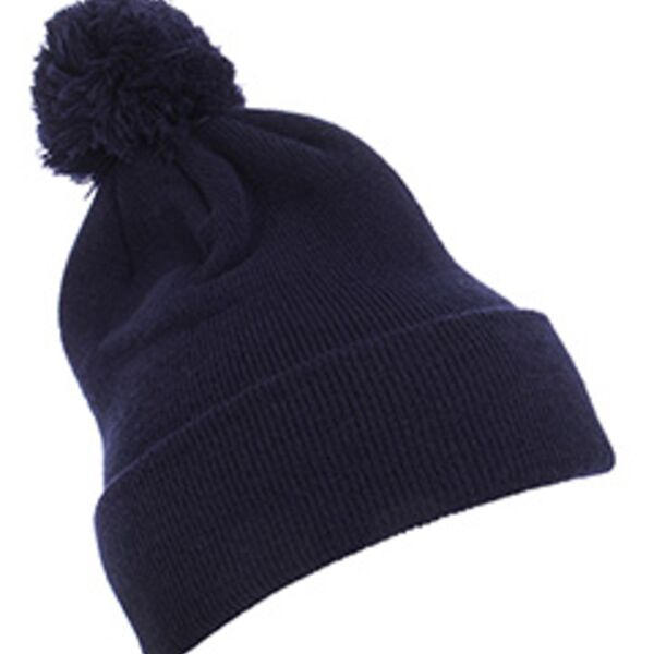 Cuffed Knit Beanie with Pom Pom Thumbnail